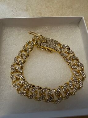 Gold-Tone Pave Cuban Link Bracelet - Sparkling Gold